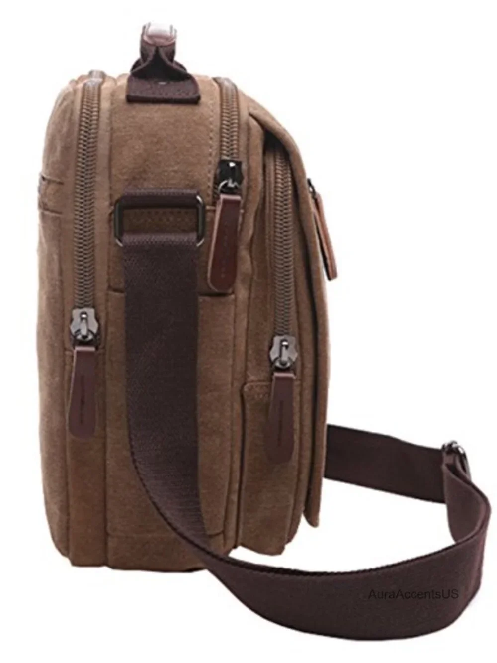 Small Canvas Messenger Bag Crossbody Shoulder Bag with 9 Pockets